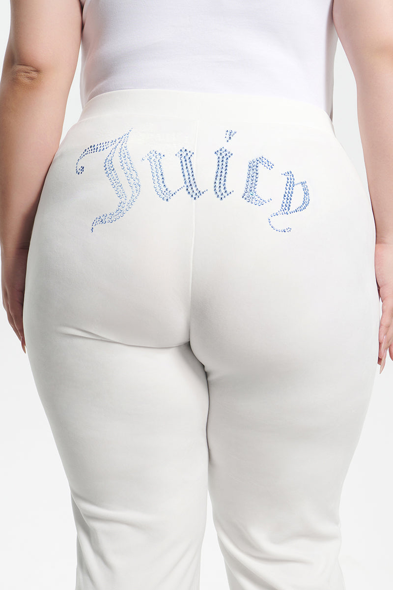 Plus-Size Technicolor Customizable Big Bling Velour Track Pants - Angel - Juicy Couture