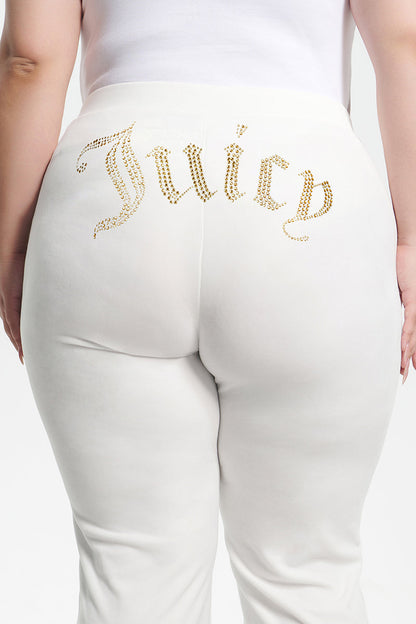 Plus-Size Technicolor Customizable Big Bling Velour Track Pants - Angel - Juicy Couture