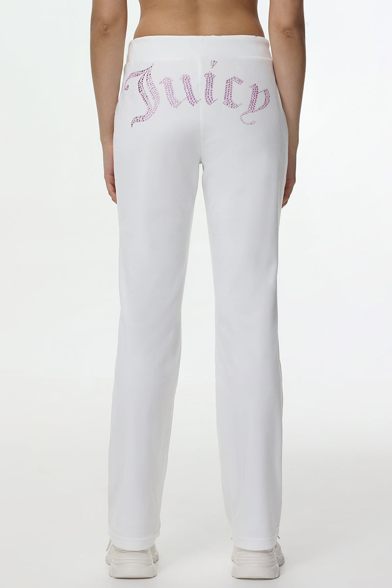 Technicolor Customizable Big Bling Velour Track Pants - Angel - Juicy Couture