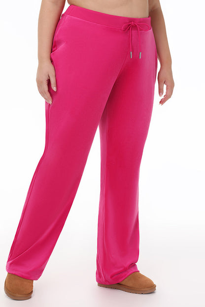 Plus-Size Technicolor Customizable Big Bling Velour Track Pants - Free Love - Juicy Couture