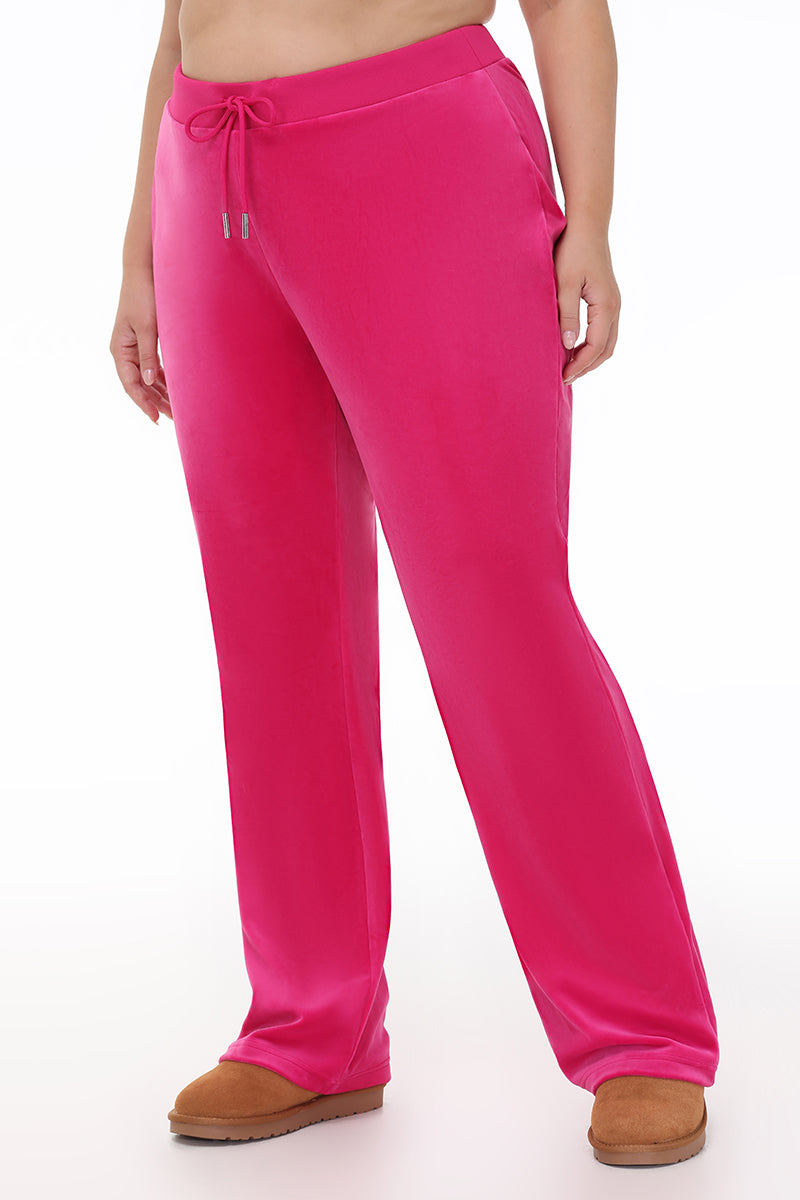Plus-Size Technicolor Customizable Big Bling Velour Track Pants - Free Love - Juicy Couture