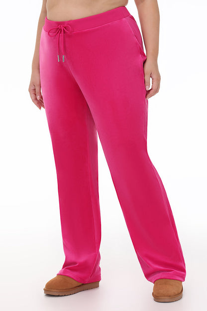 Plus-Size Technicolor Customizable Big Bling Velour Track Pants - Free Love - Juicy Couture