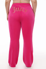 Plus-Size Technicolor Customizable Big Bling Velour Track Pants - Free Love - Juicy Couture