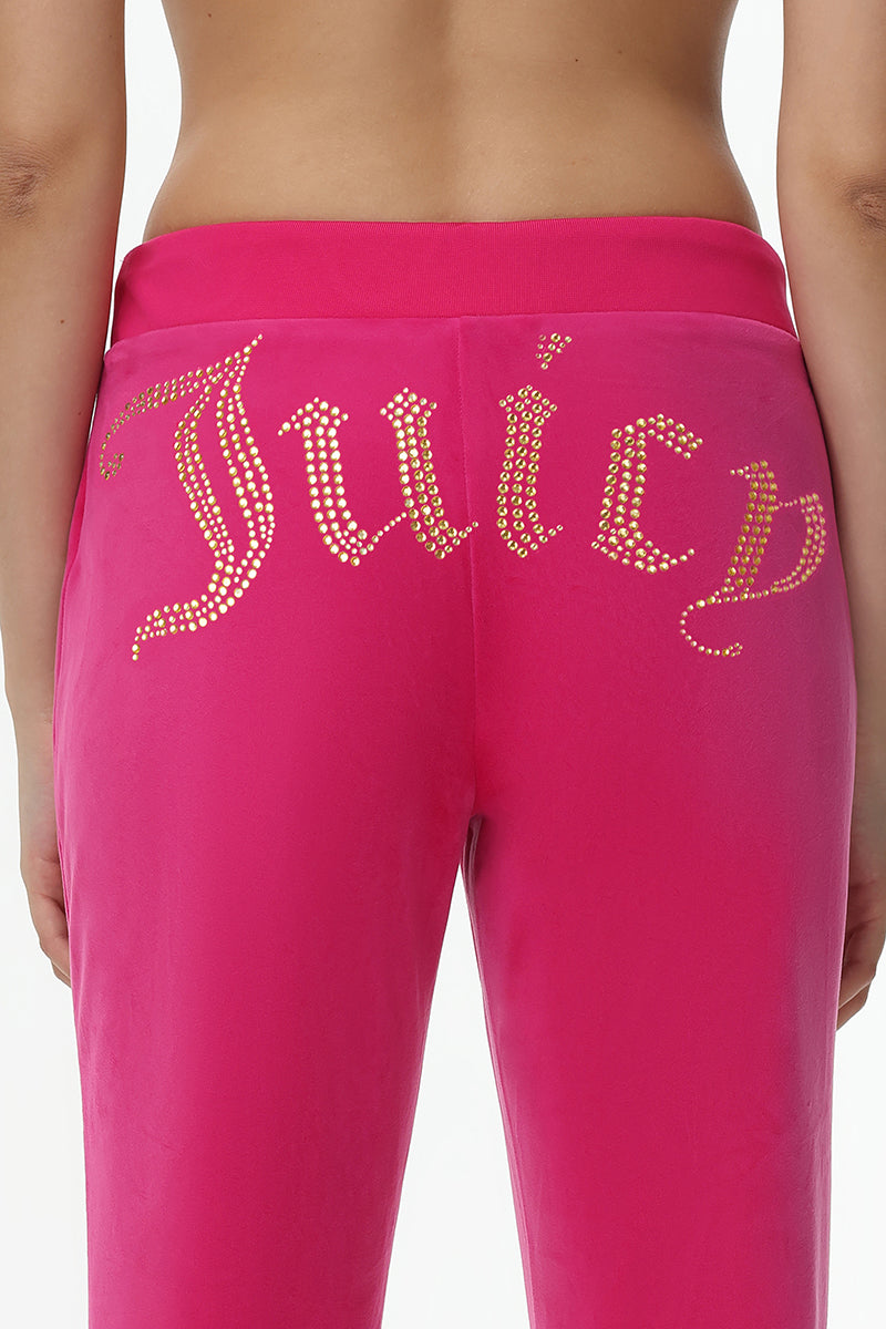 Technicolor Customizable Big Bling Velour Track Pants - Free Love - Juicy Couture