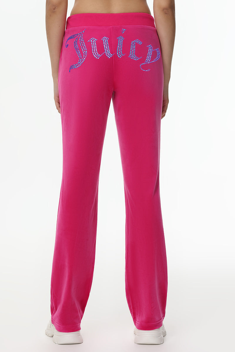 Technicolor Customizable Big Bling Velour Track Pants - Free Love - Juicy Couture