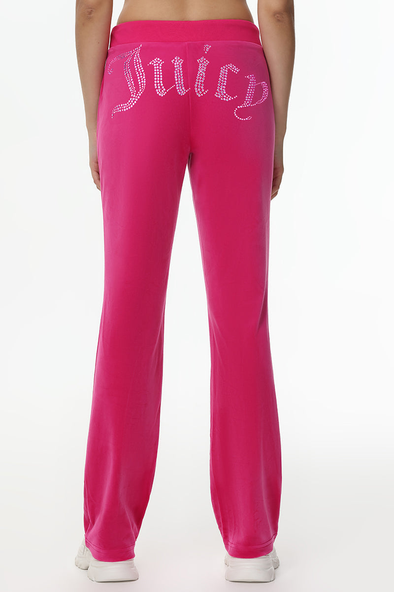 Technicolor Customizable Big Bling Velour Track Pants - Free Love - Juicy Couture