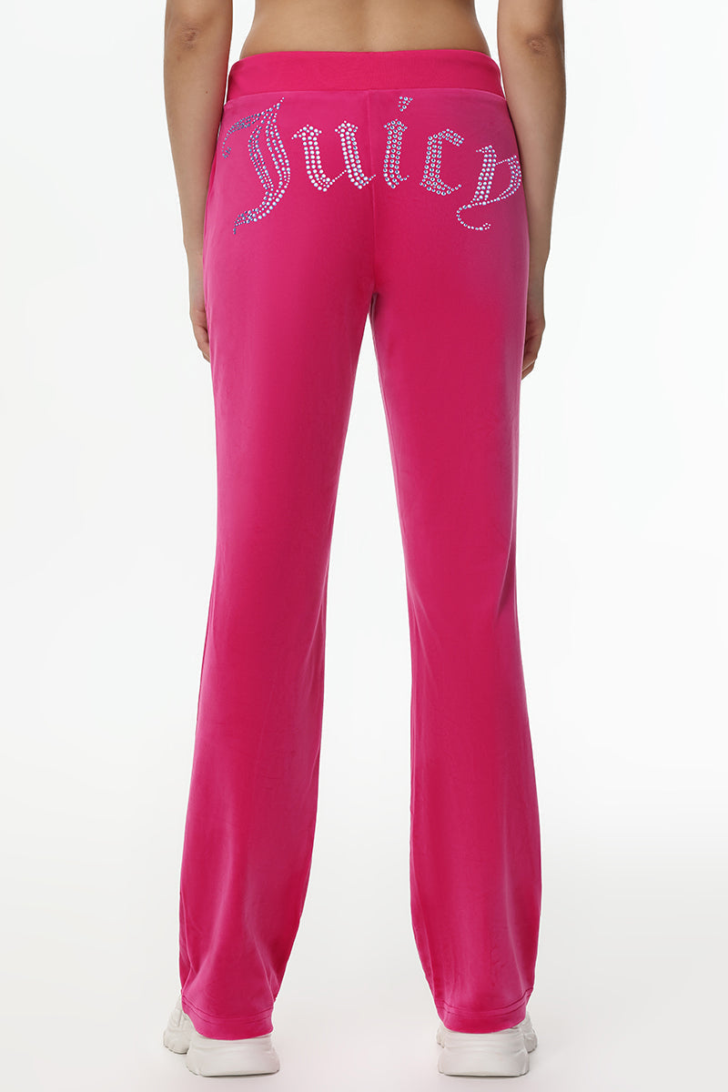 Technicolor Customizable Big Bling Velour Track Pants - Free Love - Juicy Couture
