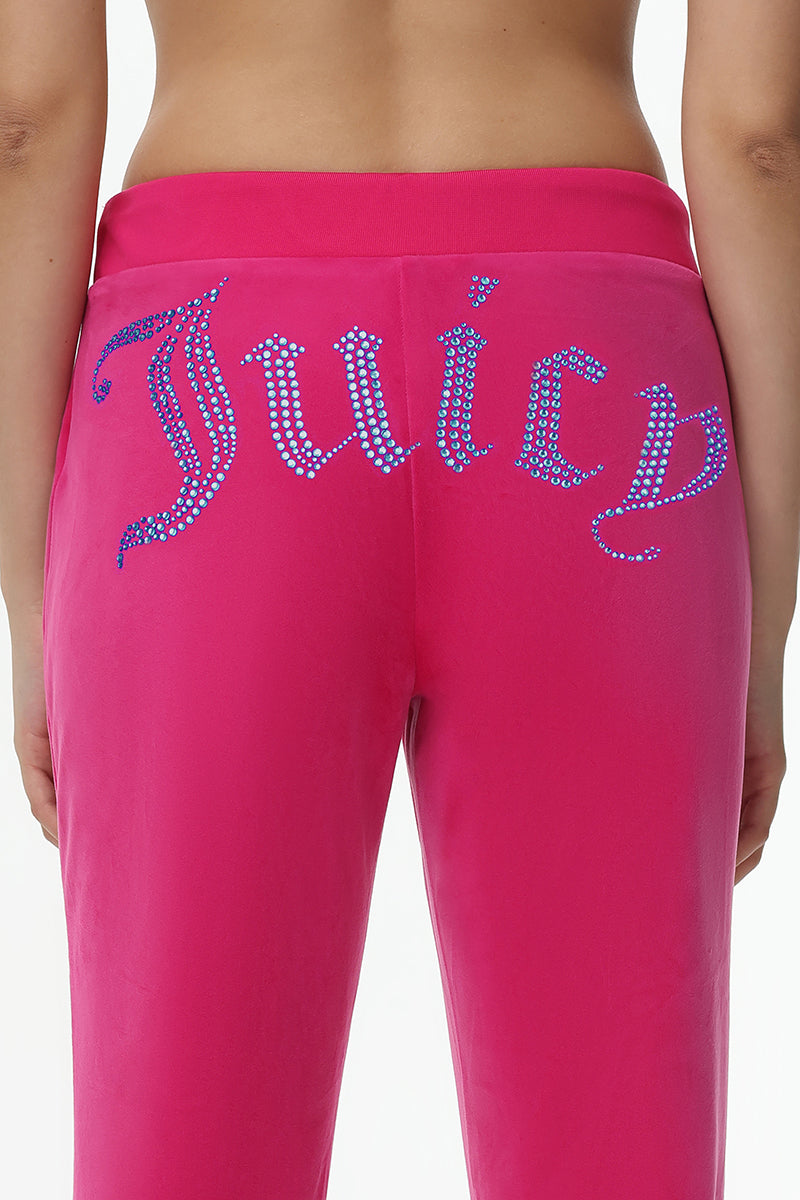Technicolor Customizable Big Bling Velour Track Pants - Free Love - Juicy Couture