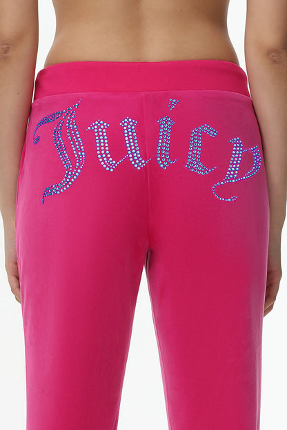 Technicolor Customizable Big Bling Velour Track Pants - Free Love - Juicy Couture