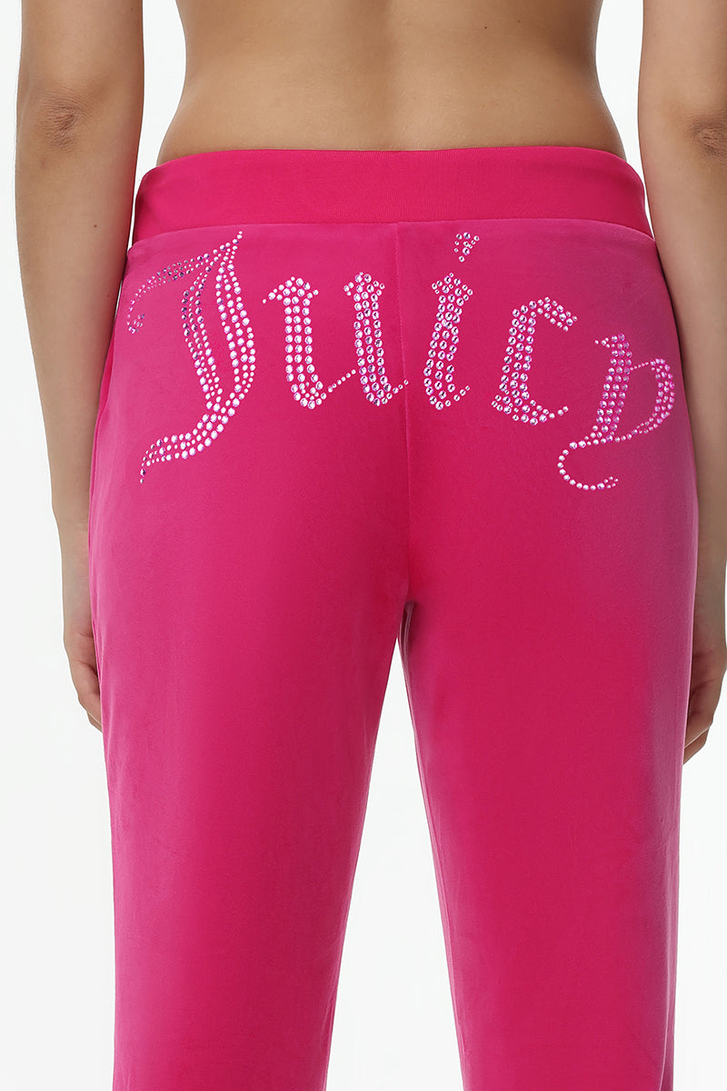 Technicolor Customizable Big Bling Velour Track Pants - Free Love - Juicy Couture