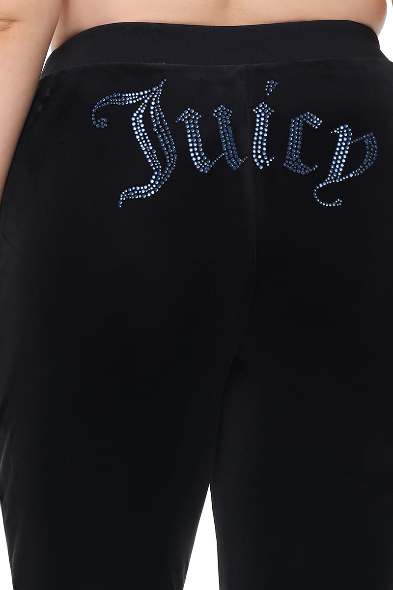 Plus-Size Technicolor Customizable Big Bling Velour Track Pants - Liquorice - Juicy Couture