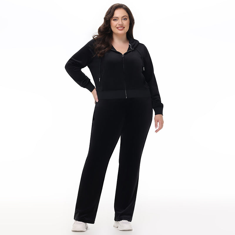 Plus-Size Technicolor Customizable Big Bling Velour Track Pants - Liquorice - Juicy Couture