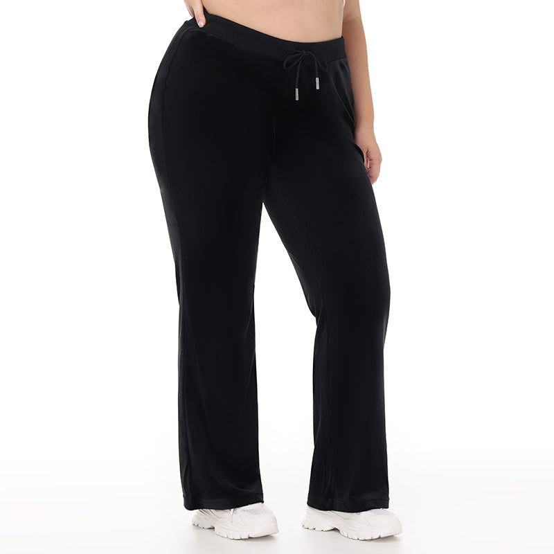 Plus-Size Technicolor Customizable Big Bling Velour Track Pants - Liquorice - Juicy Couture