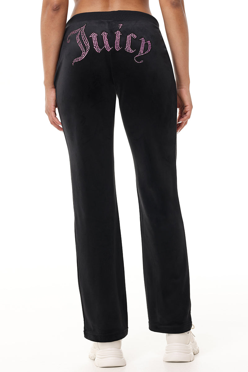 Technicolor Customizable Big Bling Velour Track Pants - Liquorice - Juicy Couture