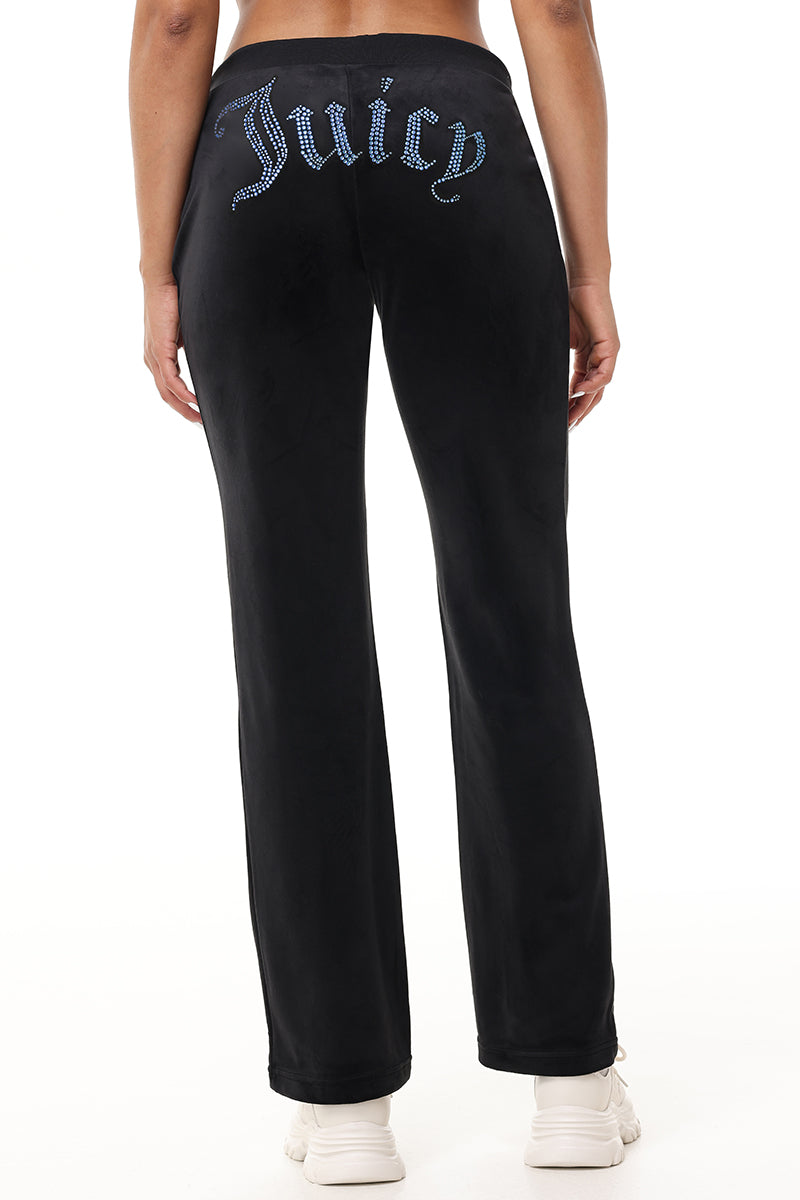 Technicolor Customizable Big Bling Velour Track Pants - Liquorice - Juicy Couture