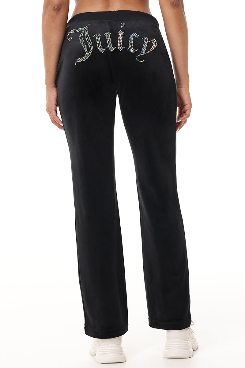 Technicolor Customizable Big Bling Velour Track Pants - Liquorice - Juicy Couture