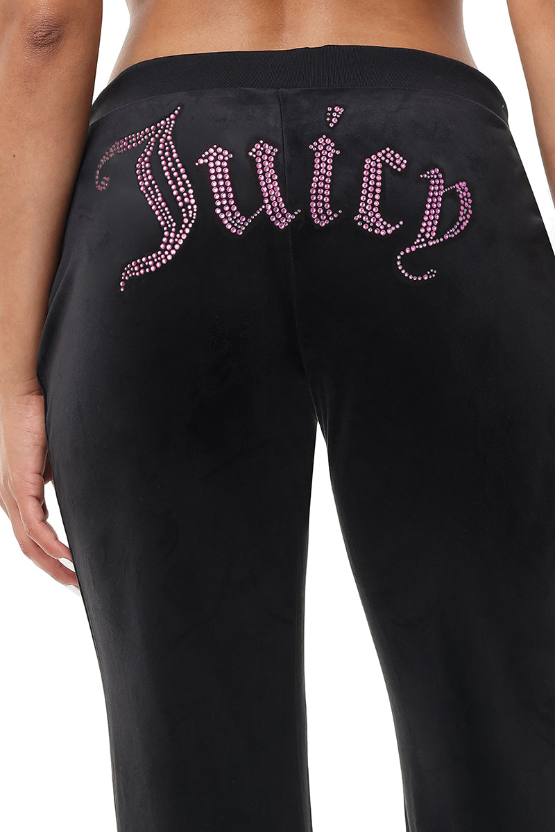 Technicolor Customizable Big Bling Velour Track Pants - Liquorice - Juicy Couture