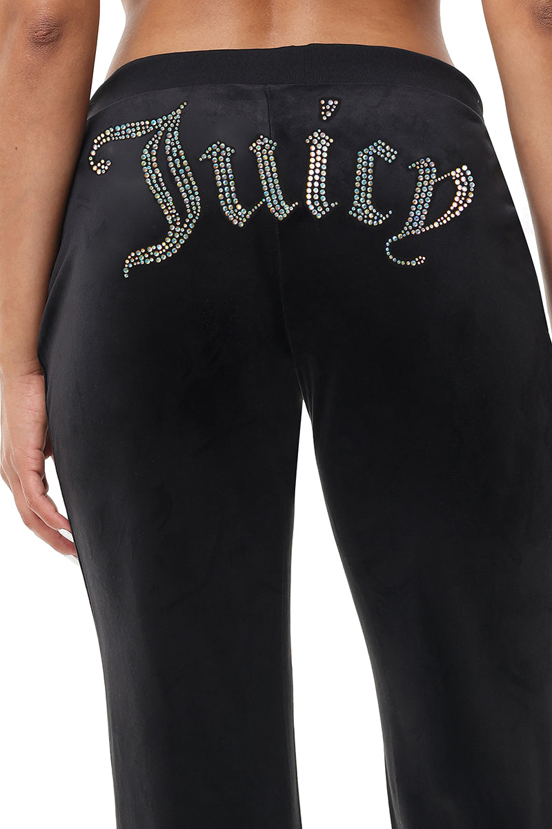 Technicolor Customizable Big Bling Velour Track Pants - Liquorice - Juicy Couture