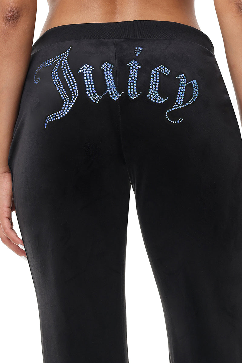Technicolor Customizable Big Bling Velour Track Pants - Liquorice - Juicy Couture