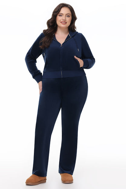 Plus-Size Technicolor Customizable Big Bling Velour Track Pants - Regal Blue - Juicy Couture