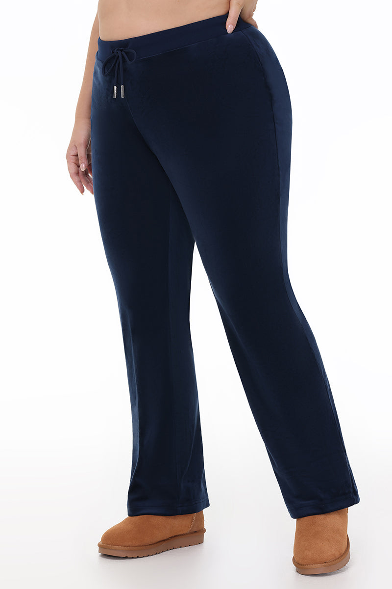 Plus-Size Technicolor Customizable Big Bling Velour Track Pants - Regal Blue - Juicy Couture