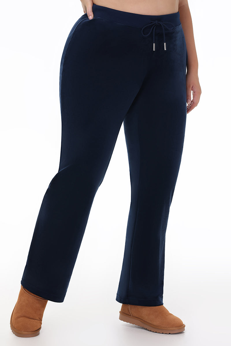 Plus-Size Technicolor Customizable Big Bling Velour Track Pants - Regal Blue - Juicy Couture