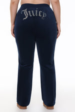 Plus-Size Technicolor Customizable Big Bling Velour Track Pants - Regal Blue - Juicy Couture