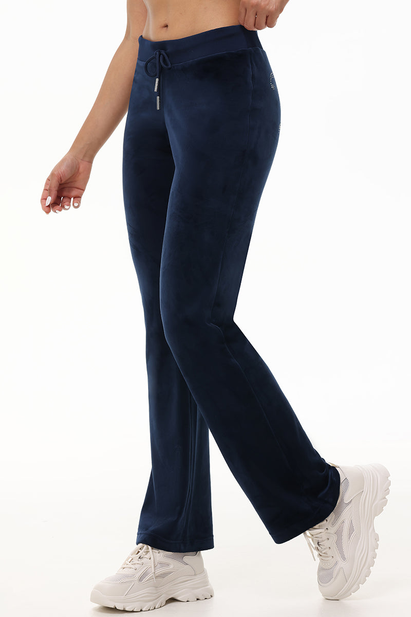 Technicolor Customizable Big Bling Velour Track Pants - Regal Blue - Juicy Couture