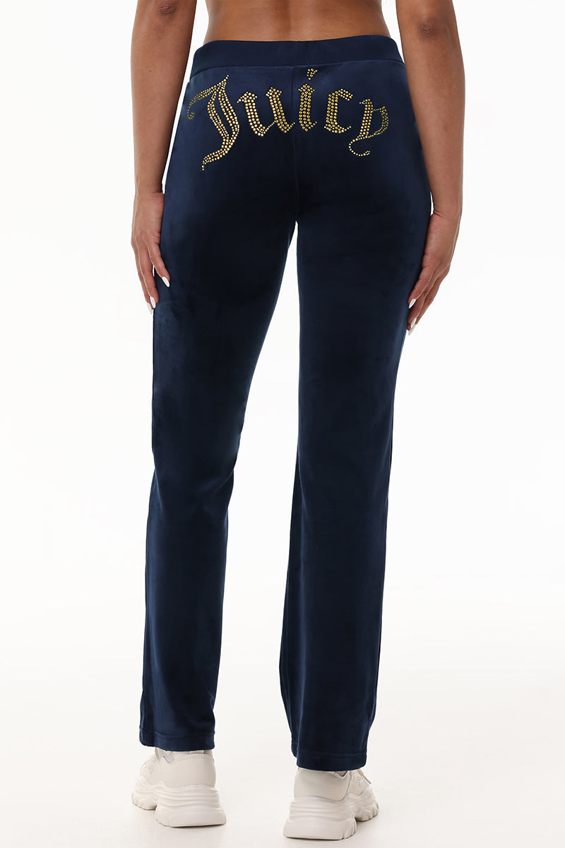 Technicolor Customizable Big Bling Velour Track Pants - Regal Blue - Juicy Couture