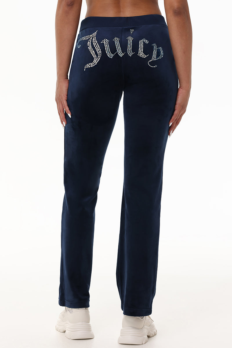 Technicolor Customizable Big Bling Velour Track Pants - Regal Blue - Juicy Couture