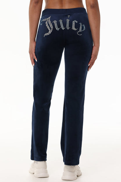 Technicolor Customizable Big Bling Velour Track Pants - Regal Blue - Juicy Couture