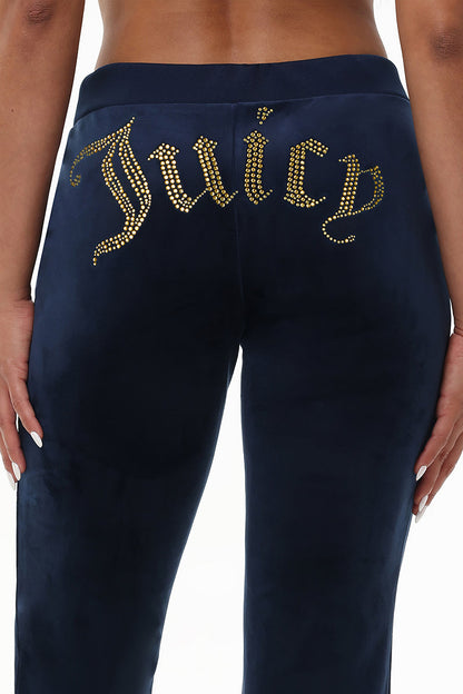 Technicolor Customizable Big Bling Velour Track Pants - Regal Blue - Juicy Couture