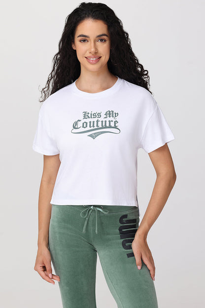 Kiss My Couture Boxy Tee - Bleached White - Juicy Couture