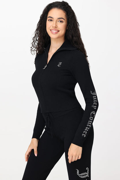 Small Bling Knit Cropped Jacket - Liquorice - Juicy Couture