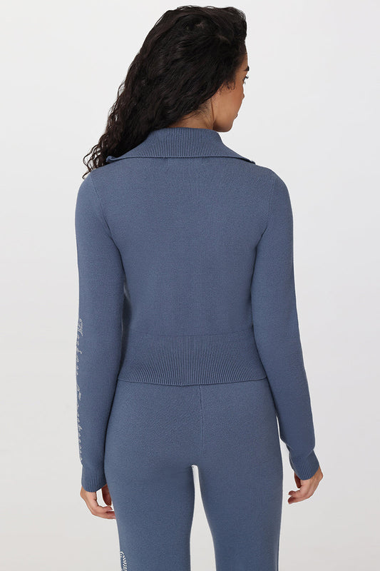 Small Bling Knit Cropped Jacket - Vintage Indigo - Juicy Couture