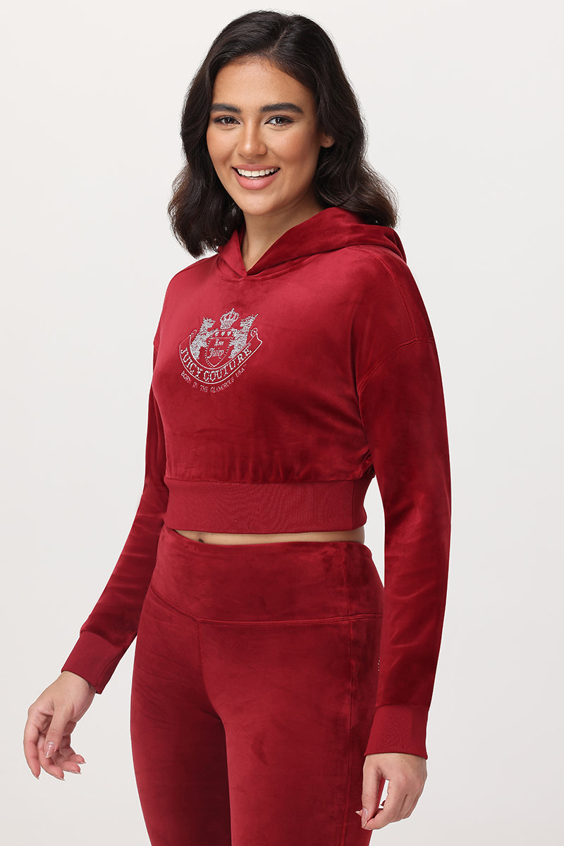 Cropped Scottie Hoodie - Red Dahlia - Juicy Couture