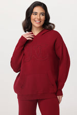 Embroidered Oversized Hoodie - Red Dahlia - Juicy Couture