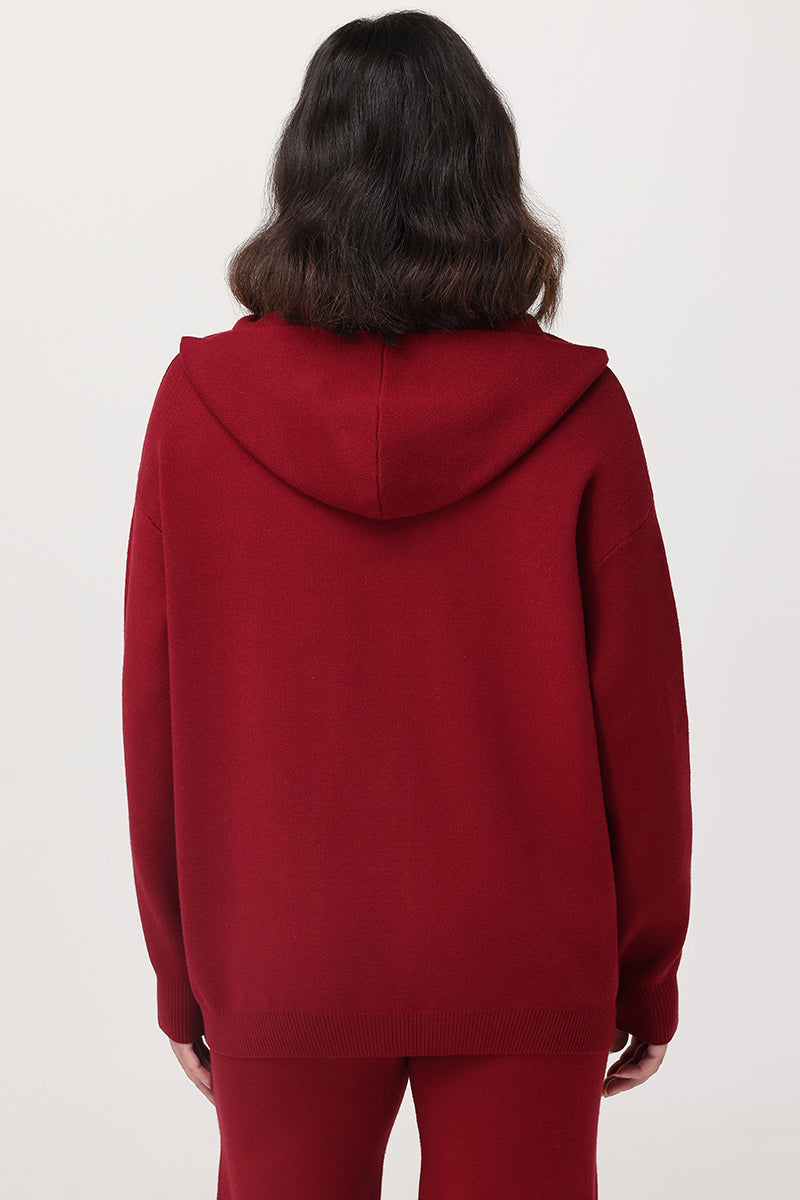 Embroidered Oversized Hoodie - Red Dahlia - Juicy Couture