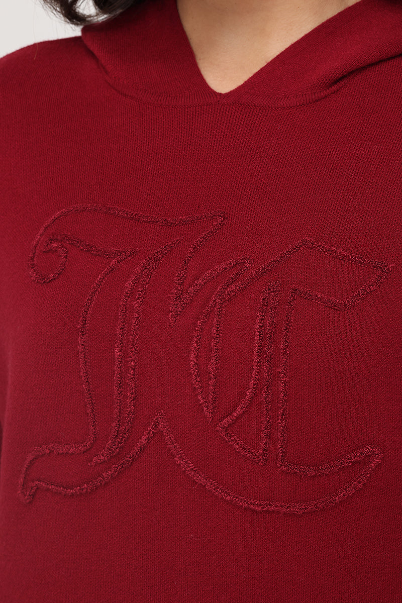Embroidered Oversized Hoodie - Red Dahlia - Juicy Couture