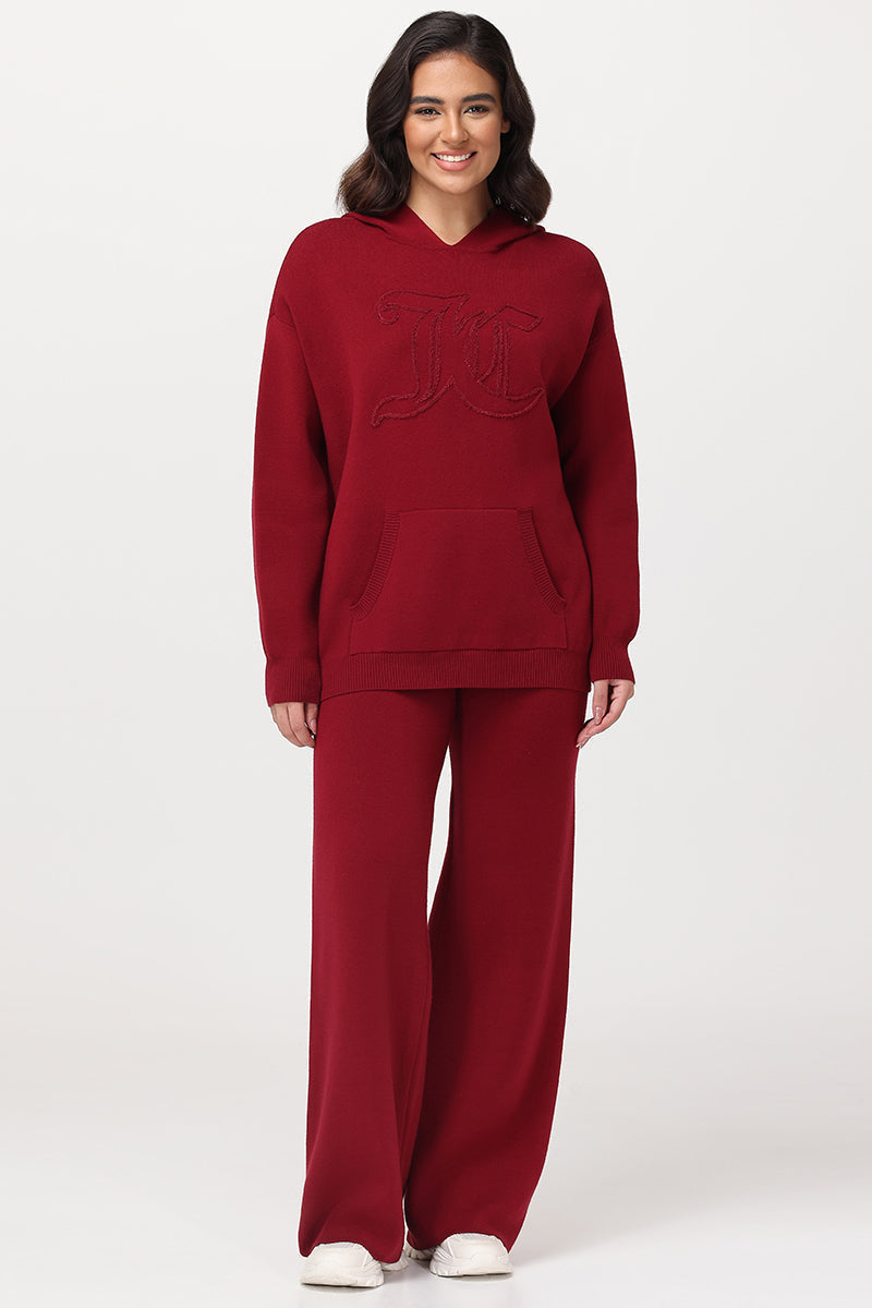 Embroidered Oversized Hoodie - Red Dahlia - Juicy Couture