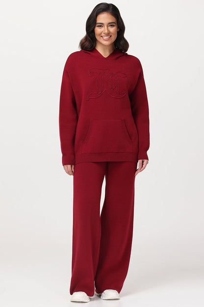 Embroidered Oversized Hoodie - Red Dahlia - Juicy Couture