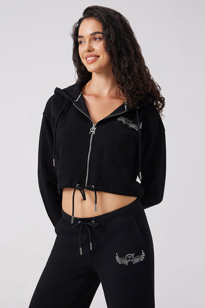 Angel Couture Cropped Fleece Hoodie - Liquorice - Juicy Couture