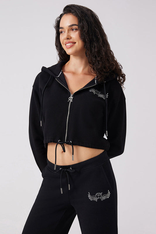 Angel Couture Cropped Fleece Hoodie - Liquorice - Juicy Couture