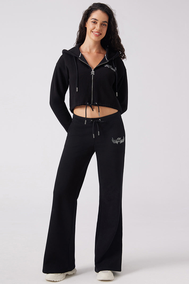 Angel Couture Cropped Fleece Hoodie - Liquorice - Juicy Couture