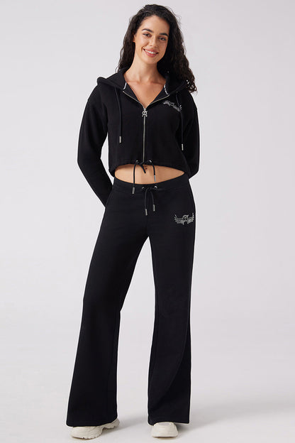 Angel Couture Cropped Fleece Hoodie - Liquorice - Juicy Couture