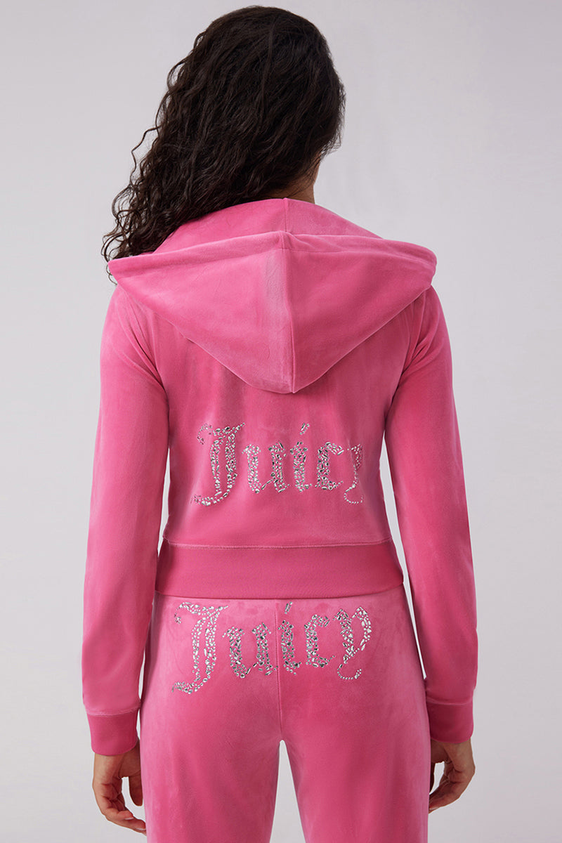 Angel Couture Big Bling Velour Hoodie - Bubblegum - Juicy Couture