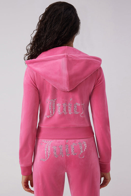 Angel Couture Big Bling Velour Hoodie - Bubblegum - Juicy Couture