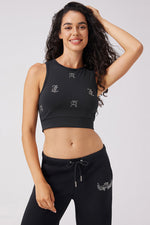Angel Couture All Over Small Bling Crop Tank - Liquorice - Juicy Couture