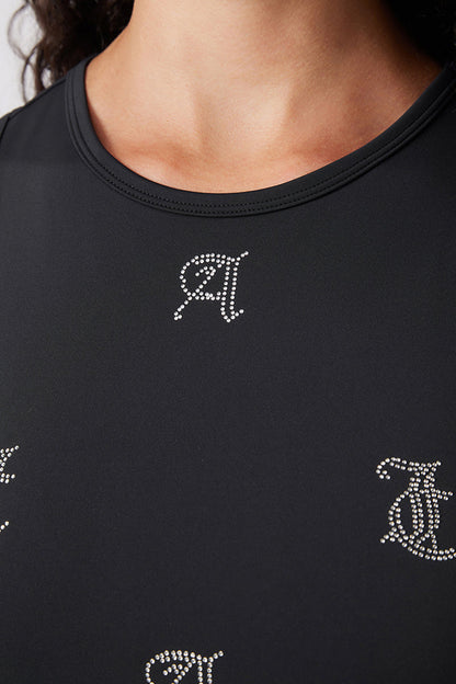Angel Couture All Over Small Bling Crop Tank - Liquorice - Juicy Couture
