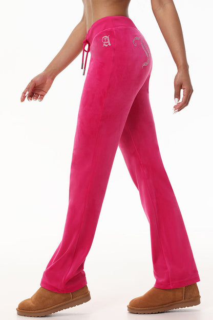 Custom Initial OG Big Bling Velour Track Pants - Free Love - Juicy Couture